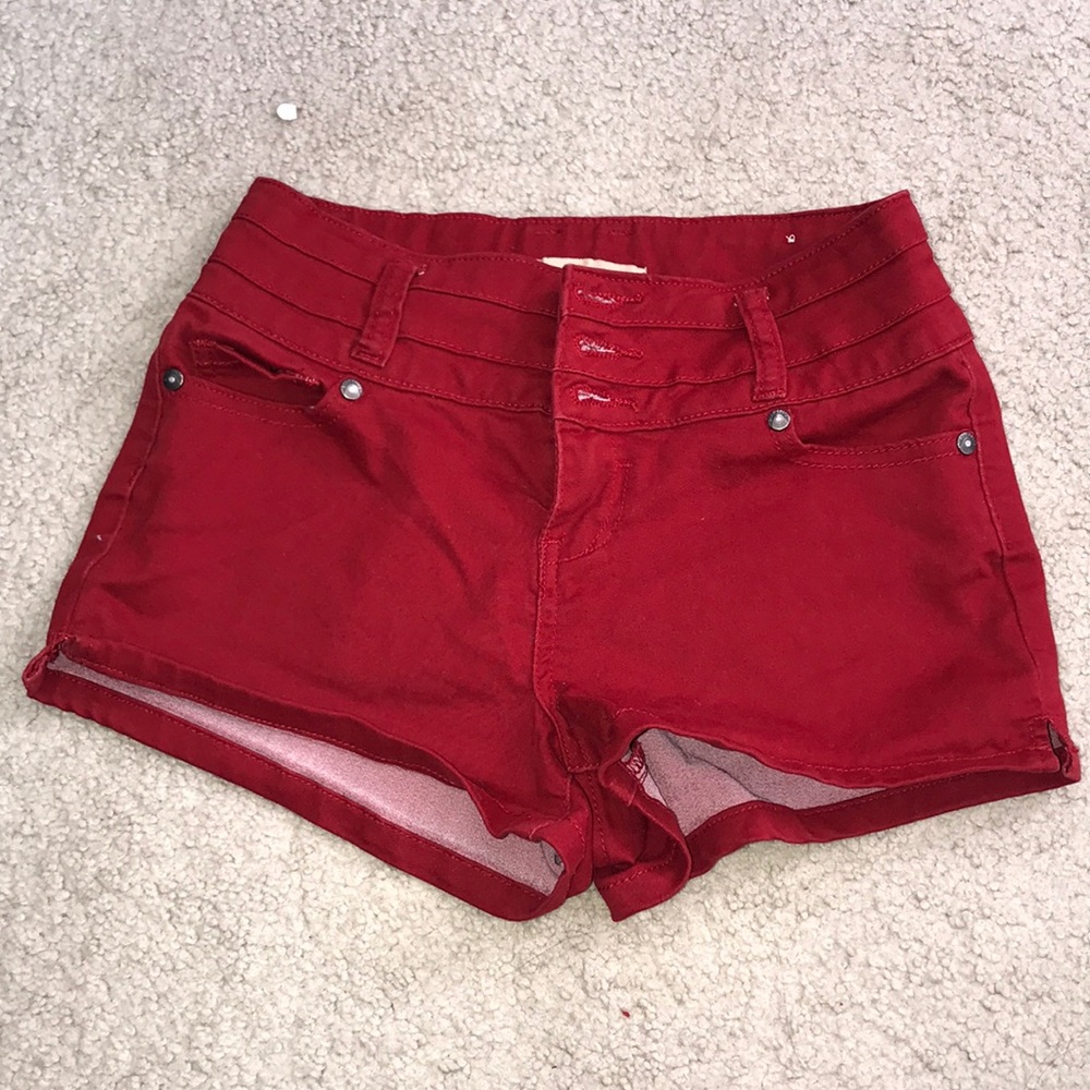 Red High Waisted Shorts